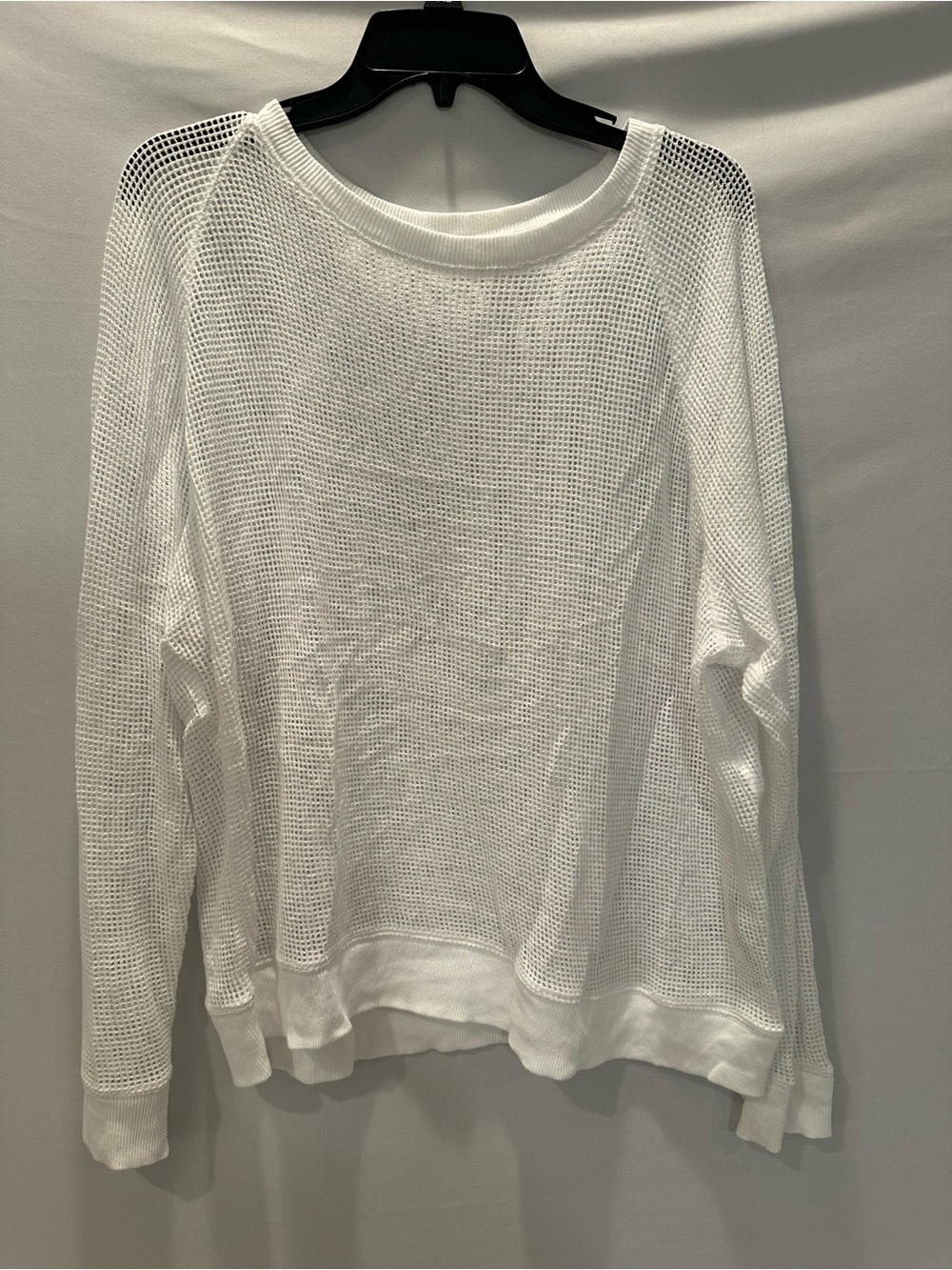 Eileen Fisher White Open-Weave Crewneck Sweater